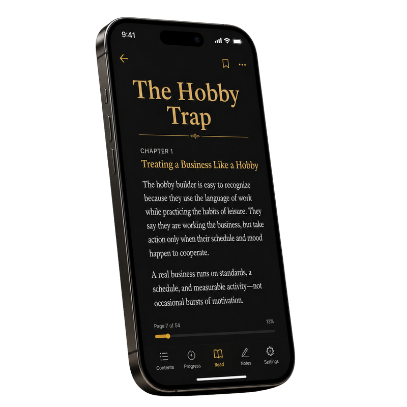 Tablet showing an inside page of the guide